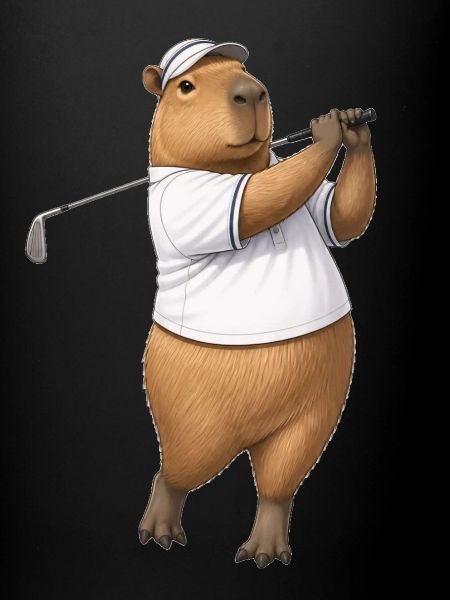 Capybara spielt Golf