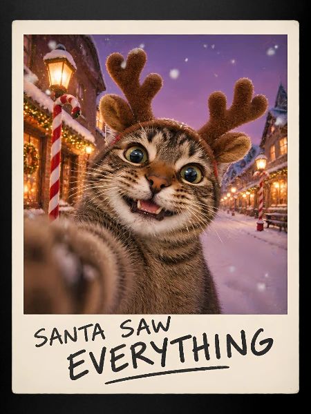 Santa Saw Everything Katze Selfie