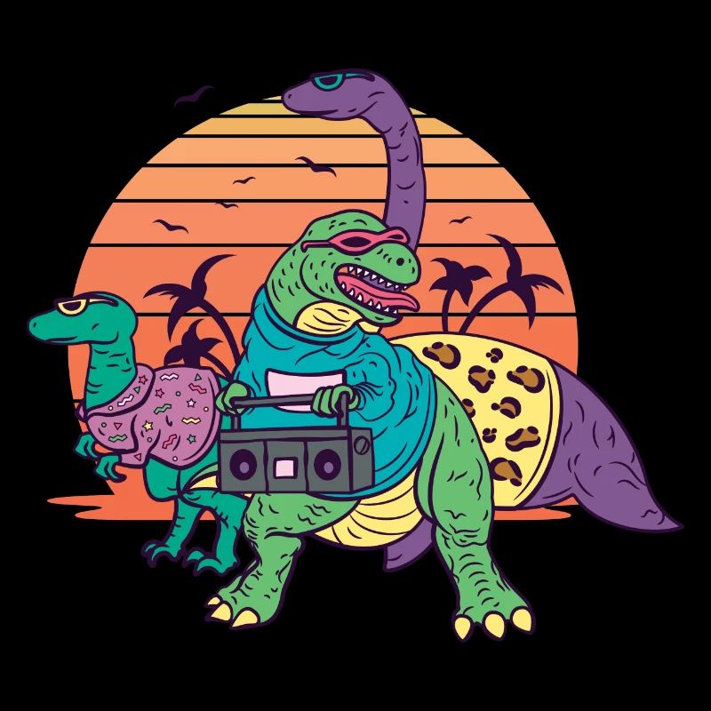 Dinosaur Dino Trex 80s Retro Vintage Illustration