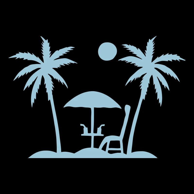 Palmiers, Parasol, Chaise, Plage