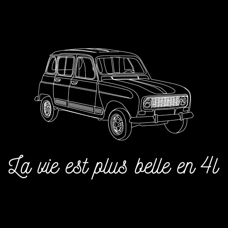 La vie est plus belle en 4l - dessin blanc