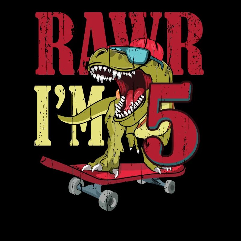 Naissance Né Âge 5 ans Dinosaure Skateboard