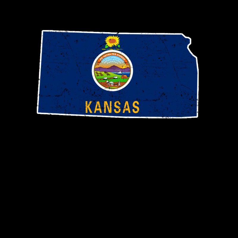 Land Map America US State Distressed Kansas