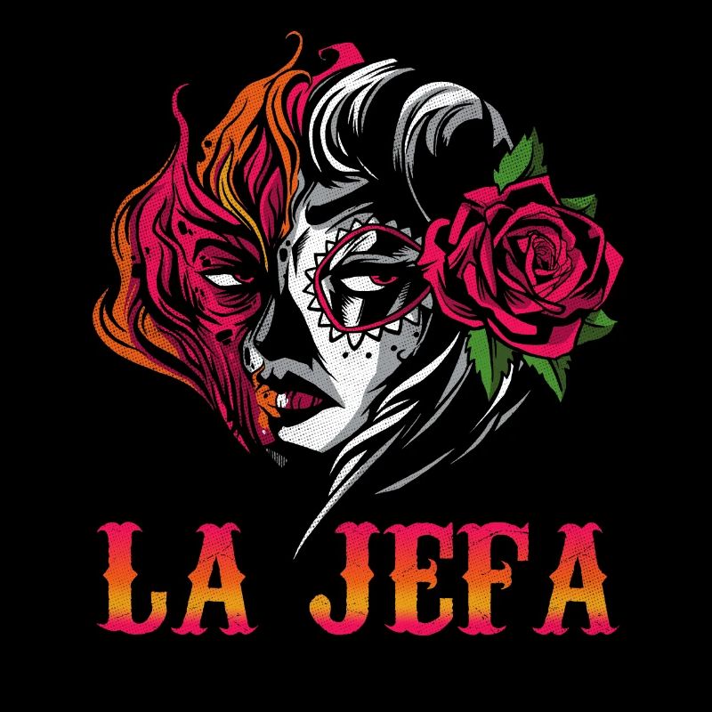 Jefa Halloween Rose Sugar Skull Muertos Dead
