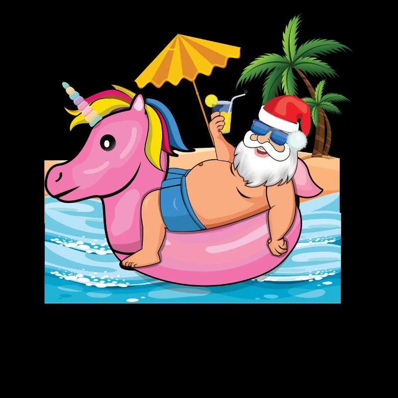 Beach Christmas Santa In Pool Summer 2022