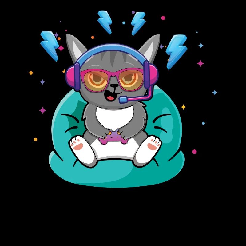 Gaming Cat Cute Playing Video Game Lover Gaming