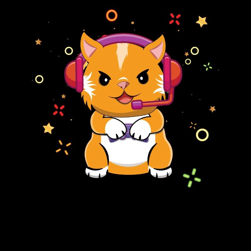 Gaming Cat Playing Video Game Lover Gaming