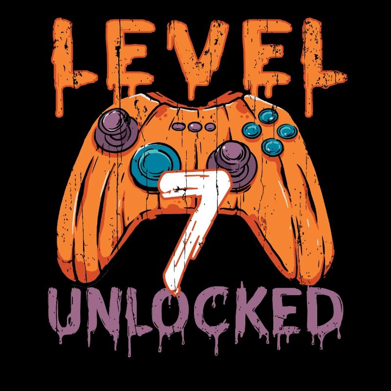 Halloween Pattern Pumpkin Game Gamer Birth Age 7