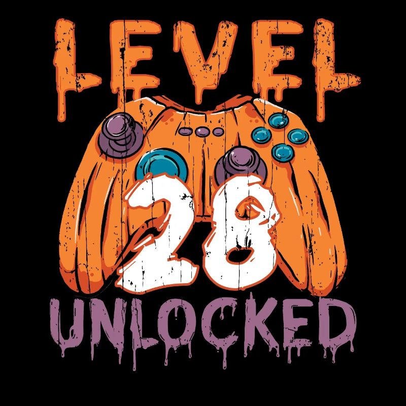 Halloween Pattern Pumpkin Game Gamer Birth Age 28