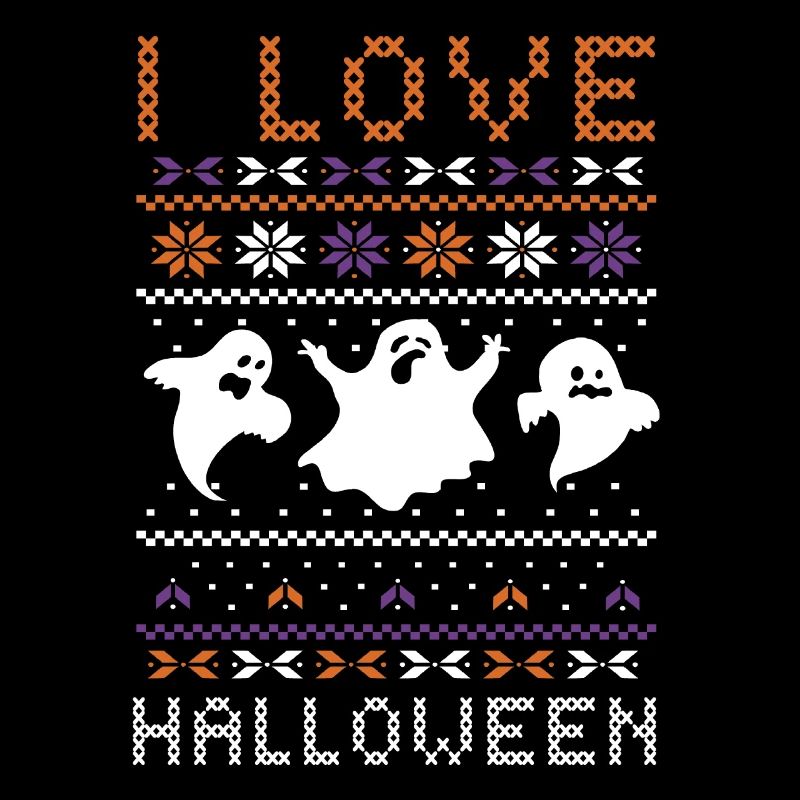 Stitch Pattern Ghost Creatures Love Halloween