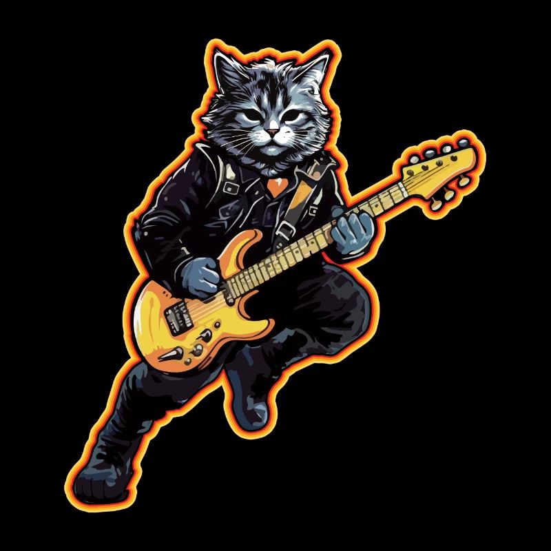 Musician Cat Rocker Guitar Instruments Love