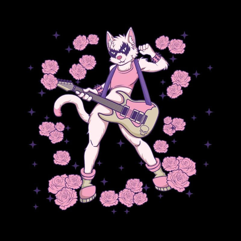 Goth Cat Plays Guitar Instruments Rock Metal