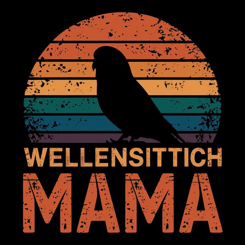 Wellensittich Mama Retro
