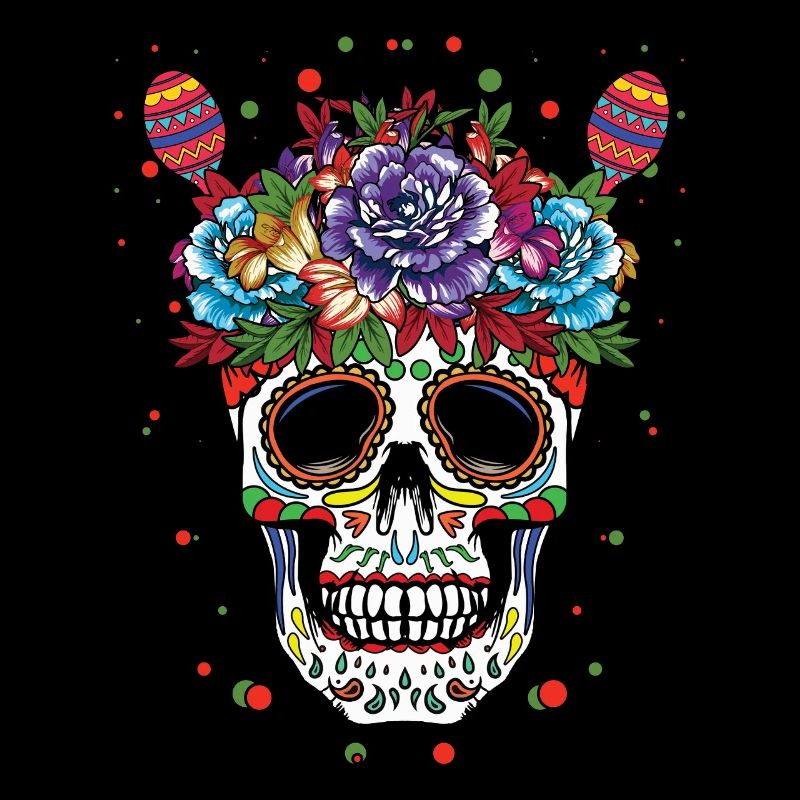 Art du crâne coloré avec des fleurs