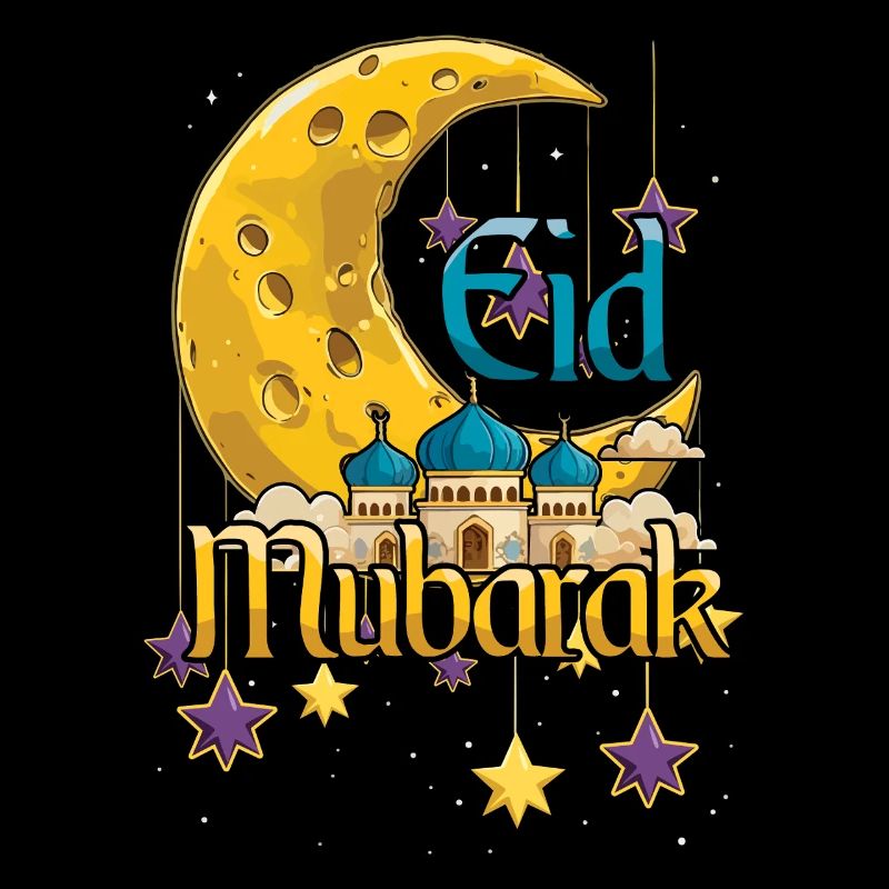 Eid Mubarak Mond Moschee Sterne Feier