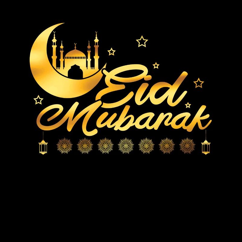 Eid Mubarak Solemn Moon and Mosque