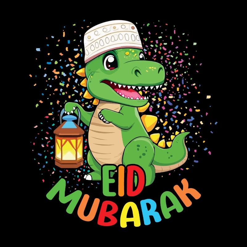 Fröhliche Dinosaurier Eid Mubarak Illustration