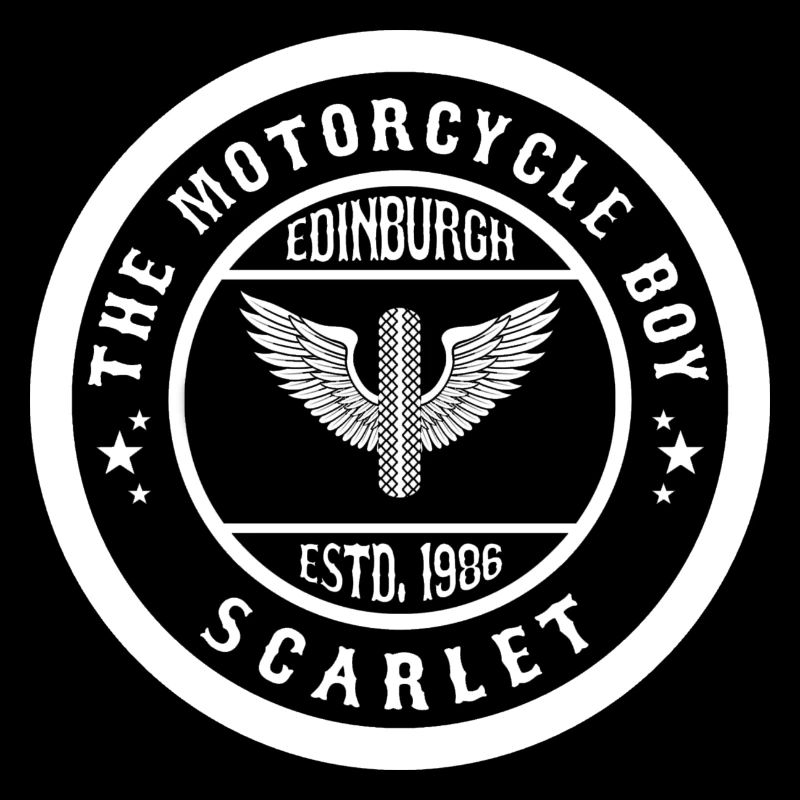 Le logo blanc de Motorcycle Boy