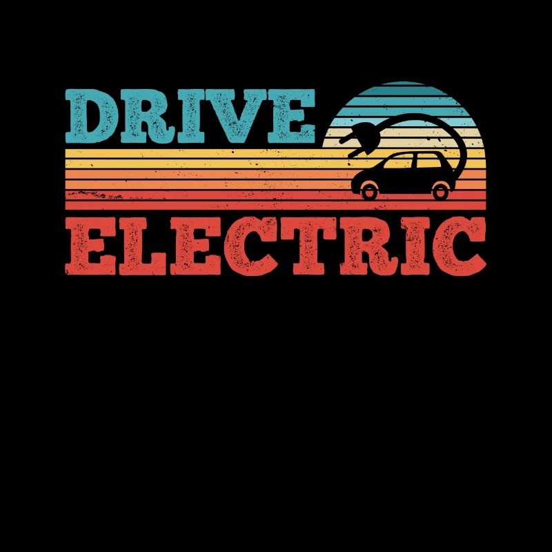 Drive Electric Retro Sunset EV Car Gift