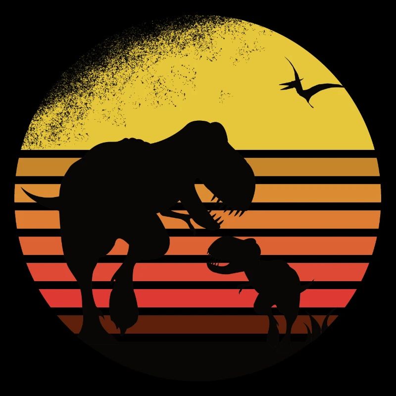 Dinosaurier Papa mit Kind Geschenkidee Vatertag