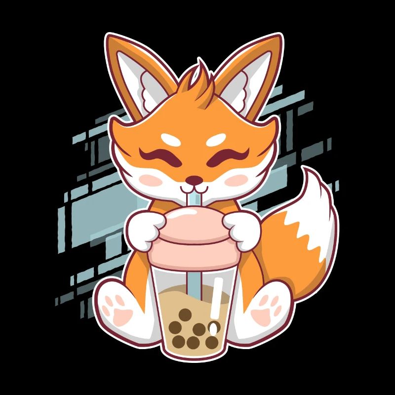 Renard Mignon Boba Fox Bubble Tea Kawaii Japon