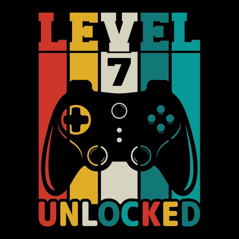 7 Years 7th Birthday Level Unlocked Gaming