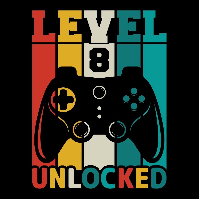 8 Years 8th Birthday Level Unlocked Gaming