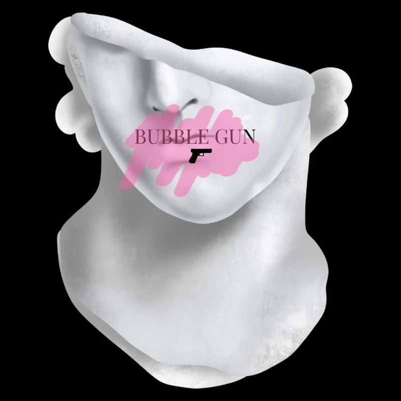 Bubble Gun Half Face White Sculpture Back