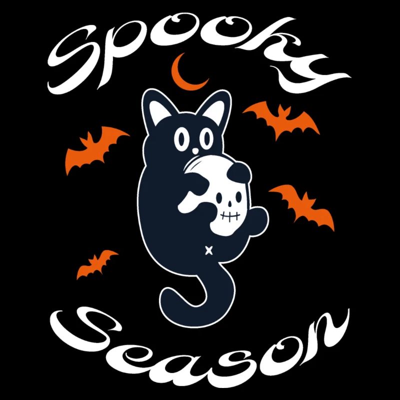 Spooky Season Kitten with Halloween Skull