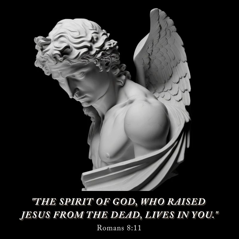 Romans 8:11 – Angel Motif with Bible Verse