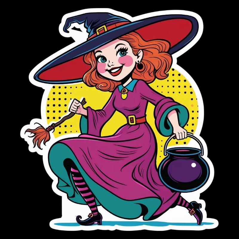 Sorcière avec son chaudron