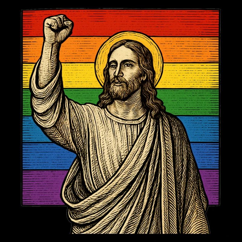 Puissance de l’orgueil de Jésus – Arc-en-ciel et poing