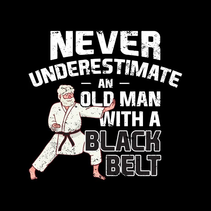 Karate old man with black belt