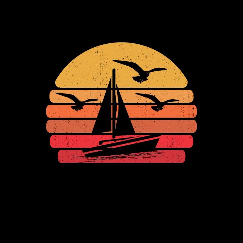 Retro sailing sailboat captain sailor