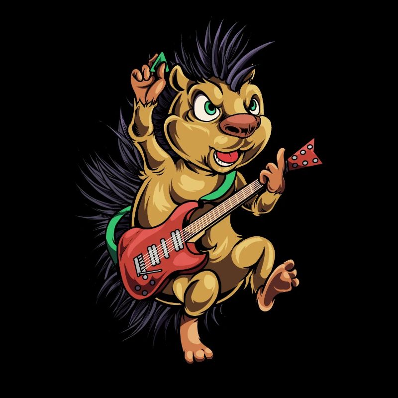 Le hérisson comique joue de la guitare électrique