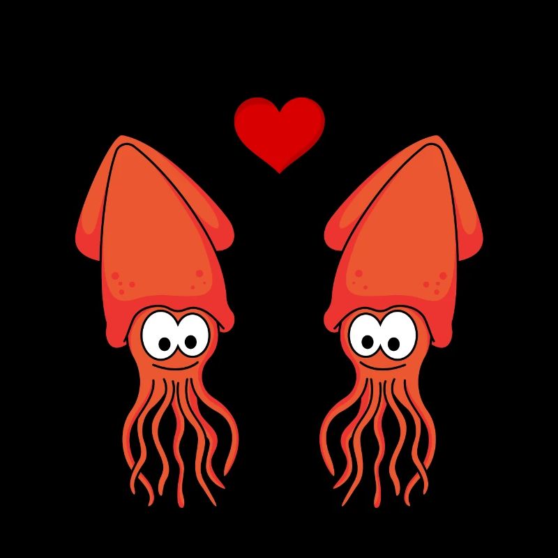 Tintenfisch Comic Paar liebe