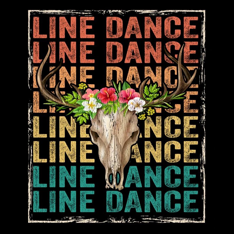Line Dancing Line Dance Bull Skull Boho