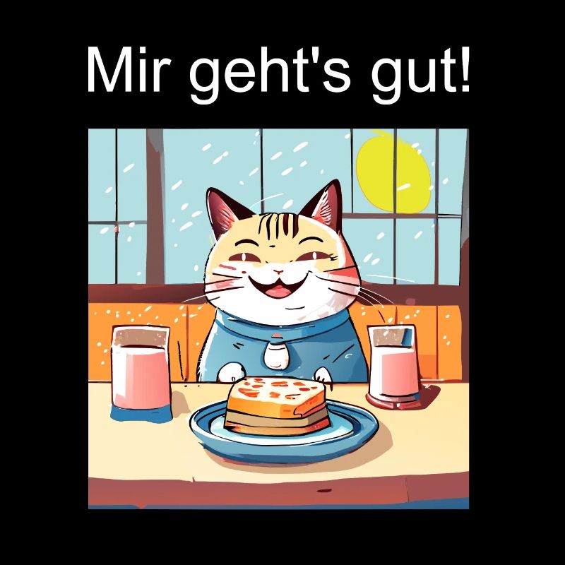 Glückliche Katze beim Essen