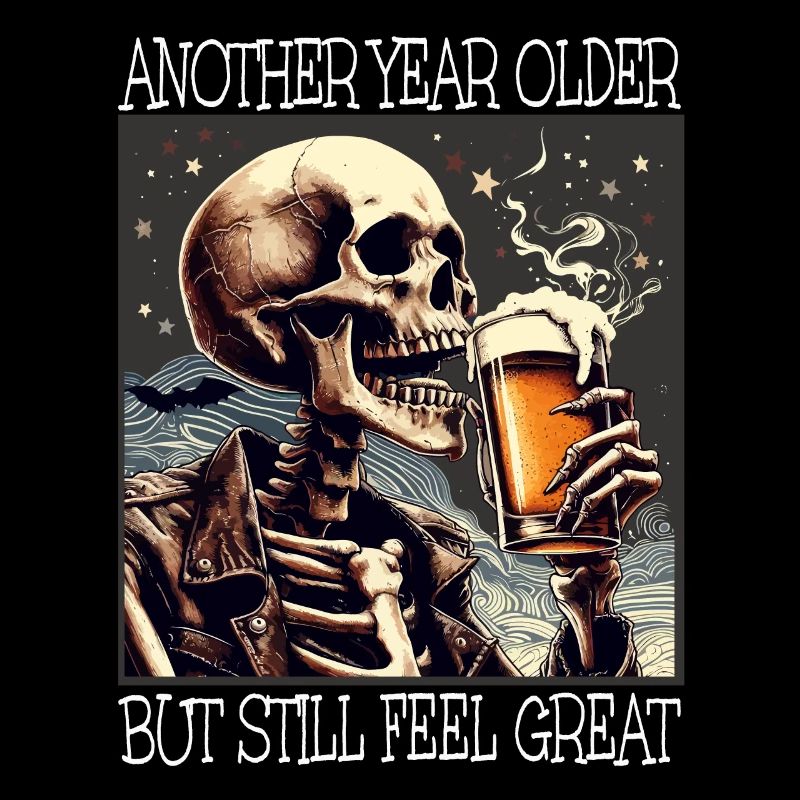 Birthday Beer Drinking Skeleton