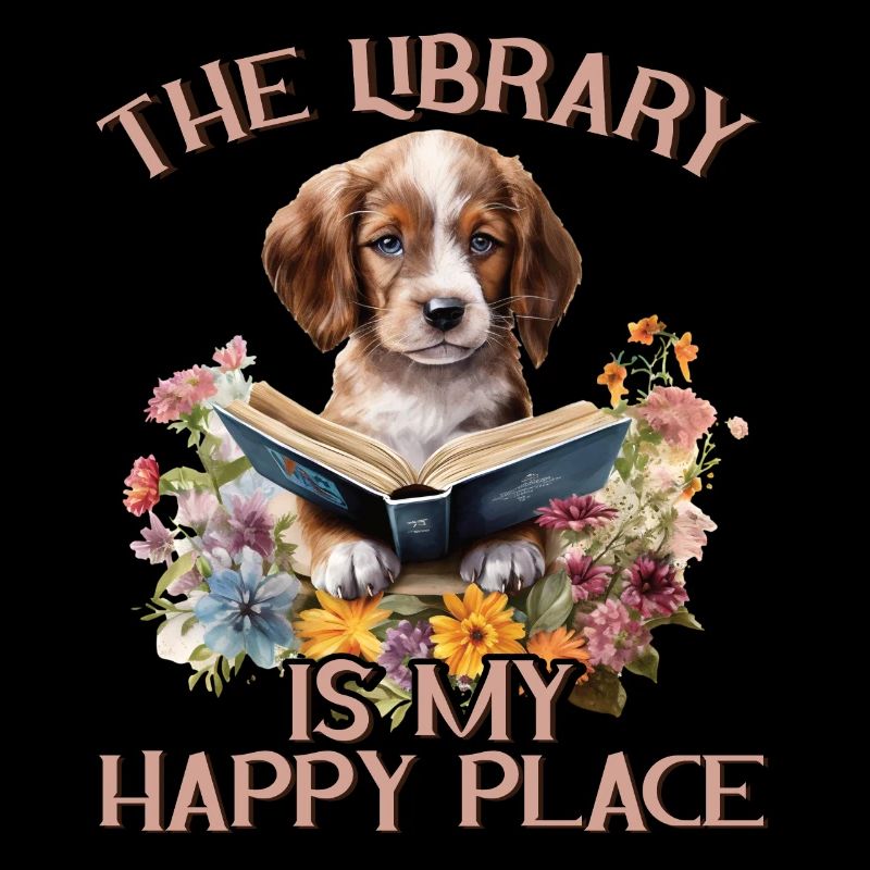La bibliothèque est mon chien de l’endroit heureux