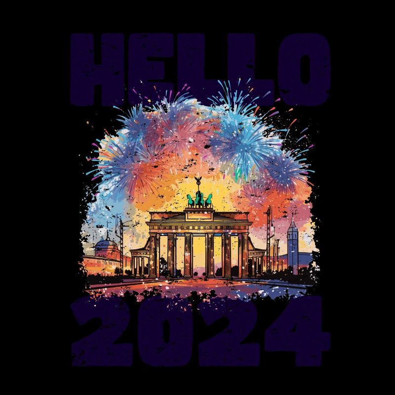 Happy New Year with fireworks in Berlin