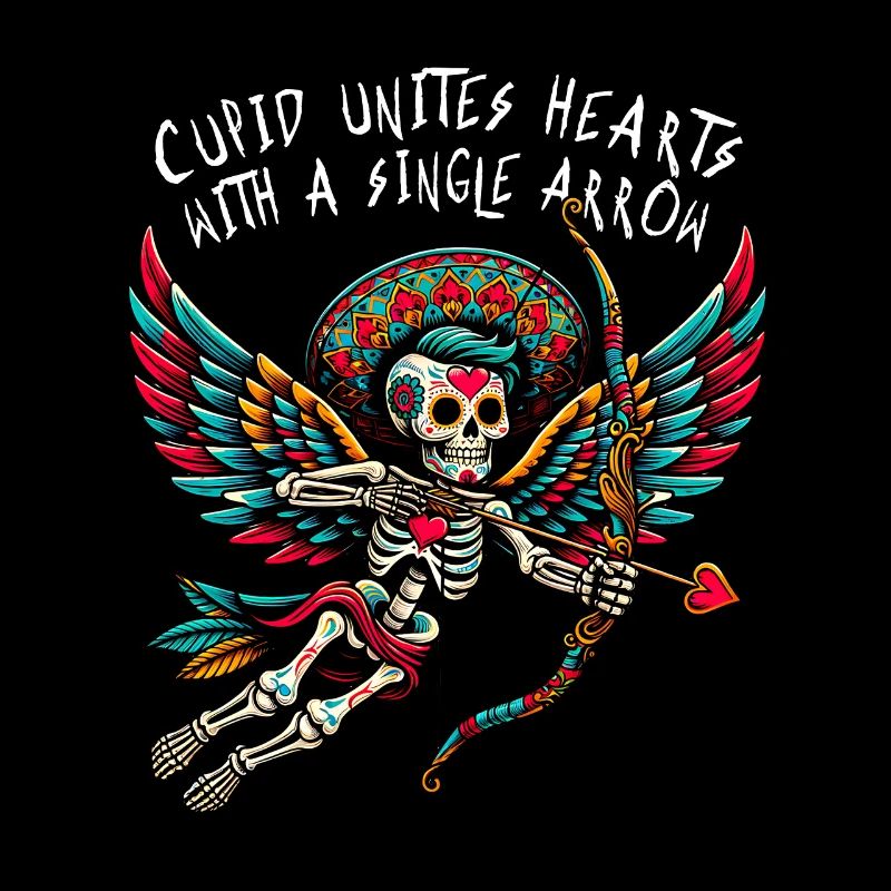Cupid unites hearts with a single arrow