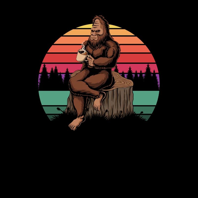 Bigfoot drinking coffee