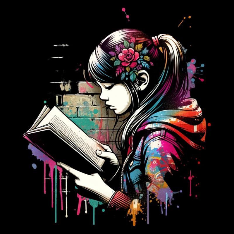 Mädchen lesen Liebe zu Büchern