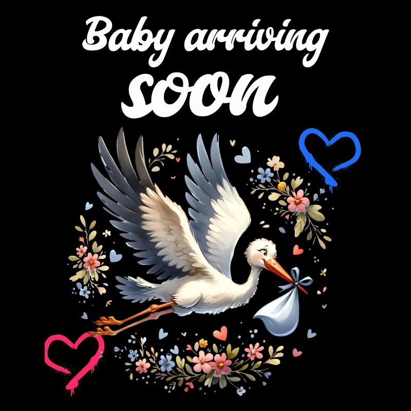 Bald werde ich Mutter, Mit Storch, Baby kommt bald