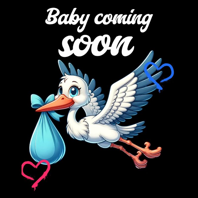 Bald werde ich Mutter, Mit Storch, Baby kommt bald