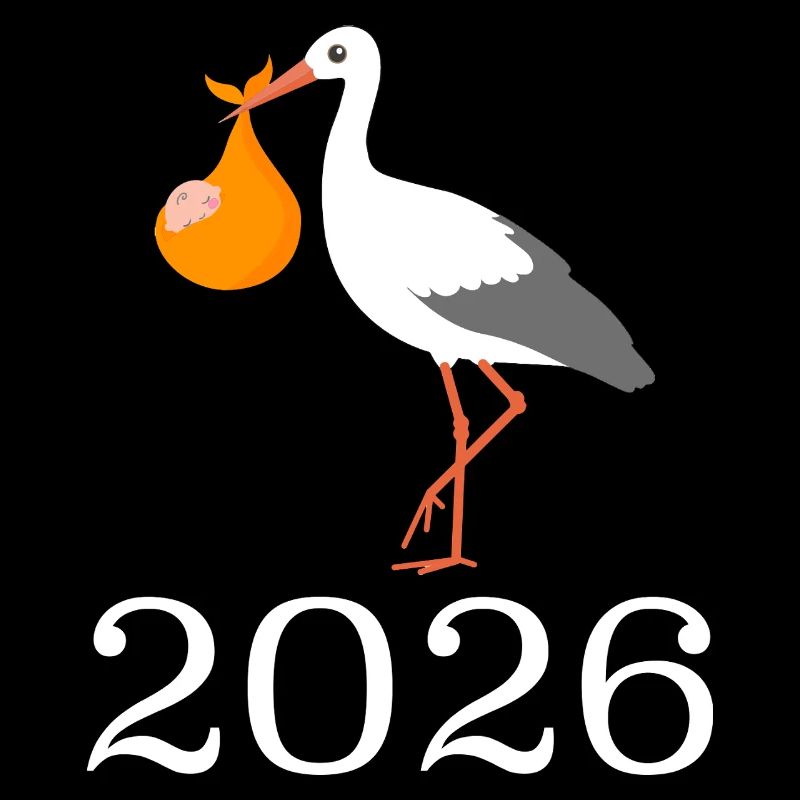 Mignon cigogne avec bébé 2026 illustration