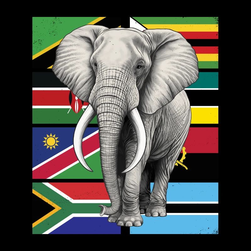 Drapeaux éléphants d’Afrique