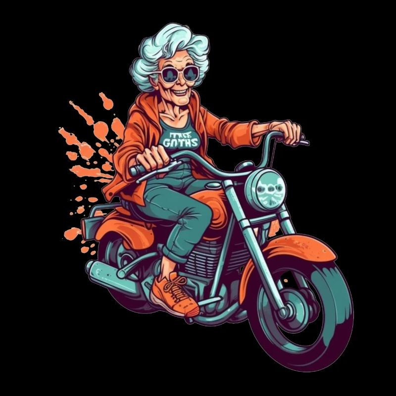 Cool old biker granny - motorcycle granny