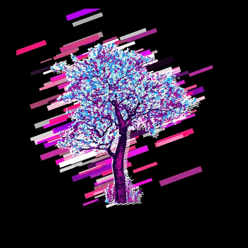 Baum Blüte 80er Retro Violett